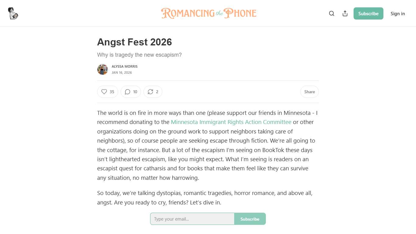 Angst Fest 2026 - by Alyssa Morris - Romancing the Phone