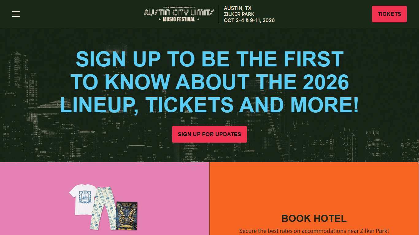 Austin City Limits Music Festival | Oct 2-4 & 9-11, 2026 | Austin, TX